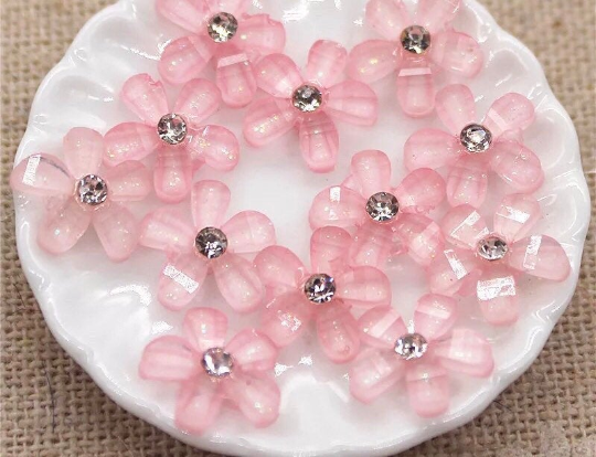 pink rhinestone flower 10mm