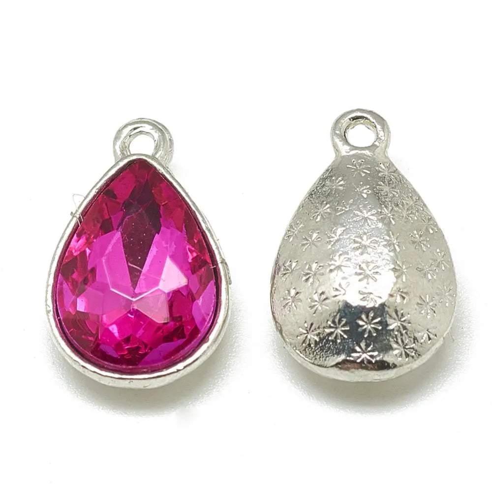 Teardrop charms, pink, 14mm