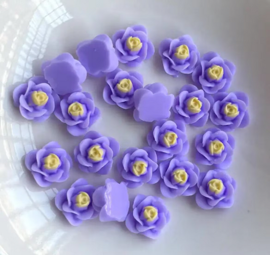 purple flower cabochon, 14mm