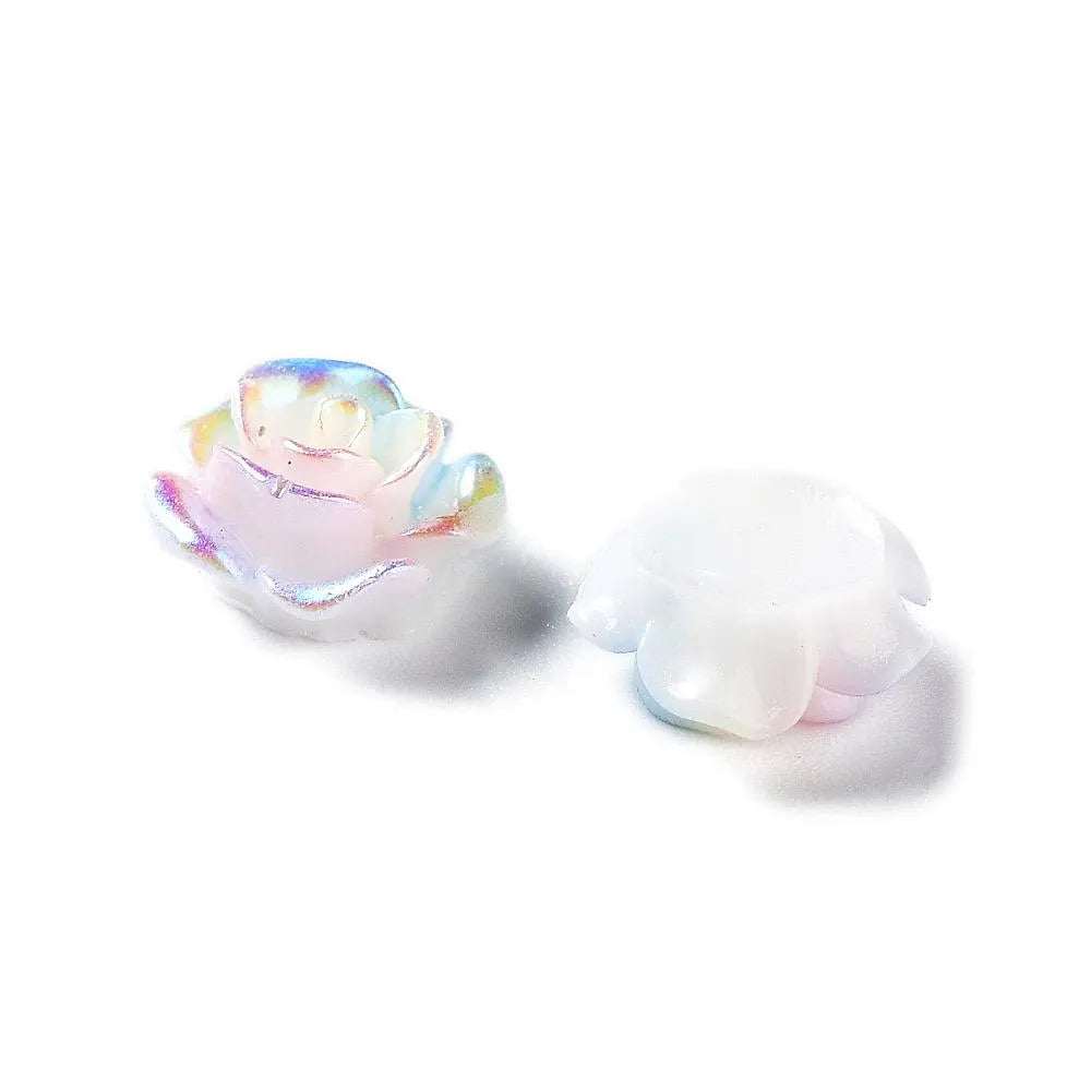 rainbow rose cabochons, 10mm