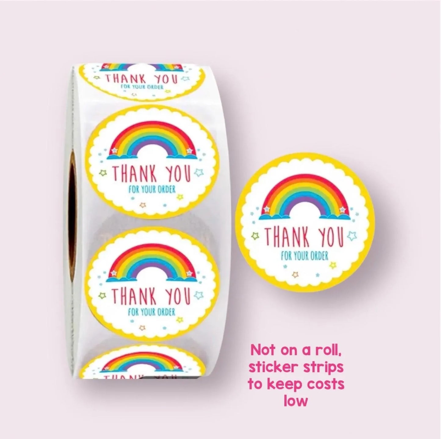 thank you stickers, rainbow 25mm