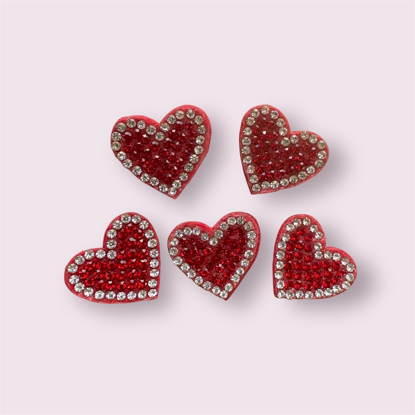 red felt rhinestone heart appliqués, 2cm
