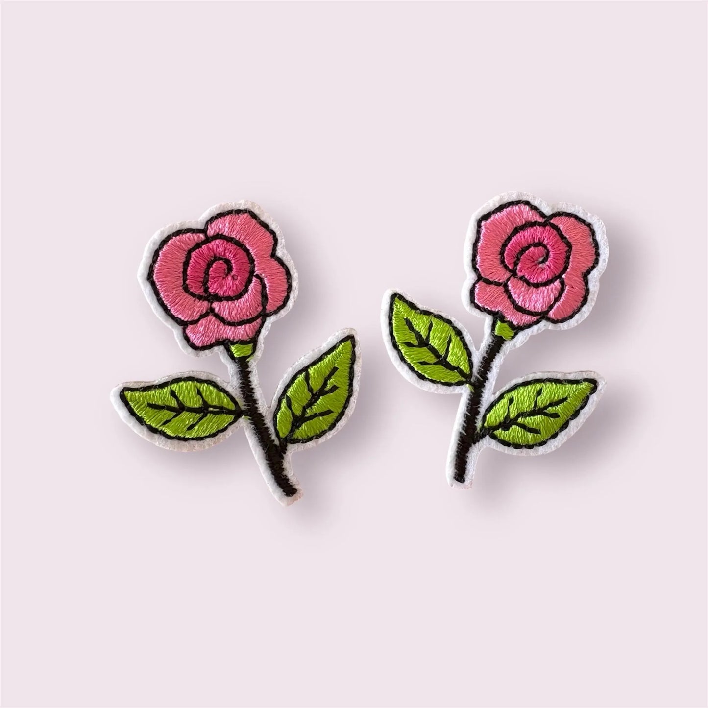 Pink flower iron on patches