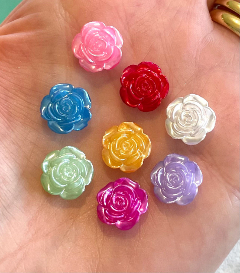 rose cabochons, bright mix 12mm