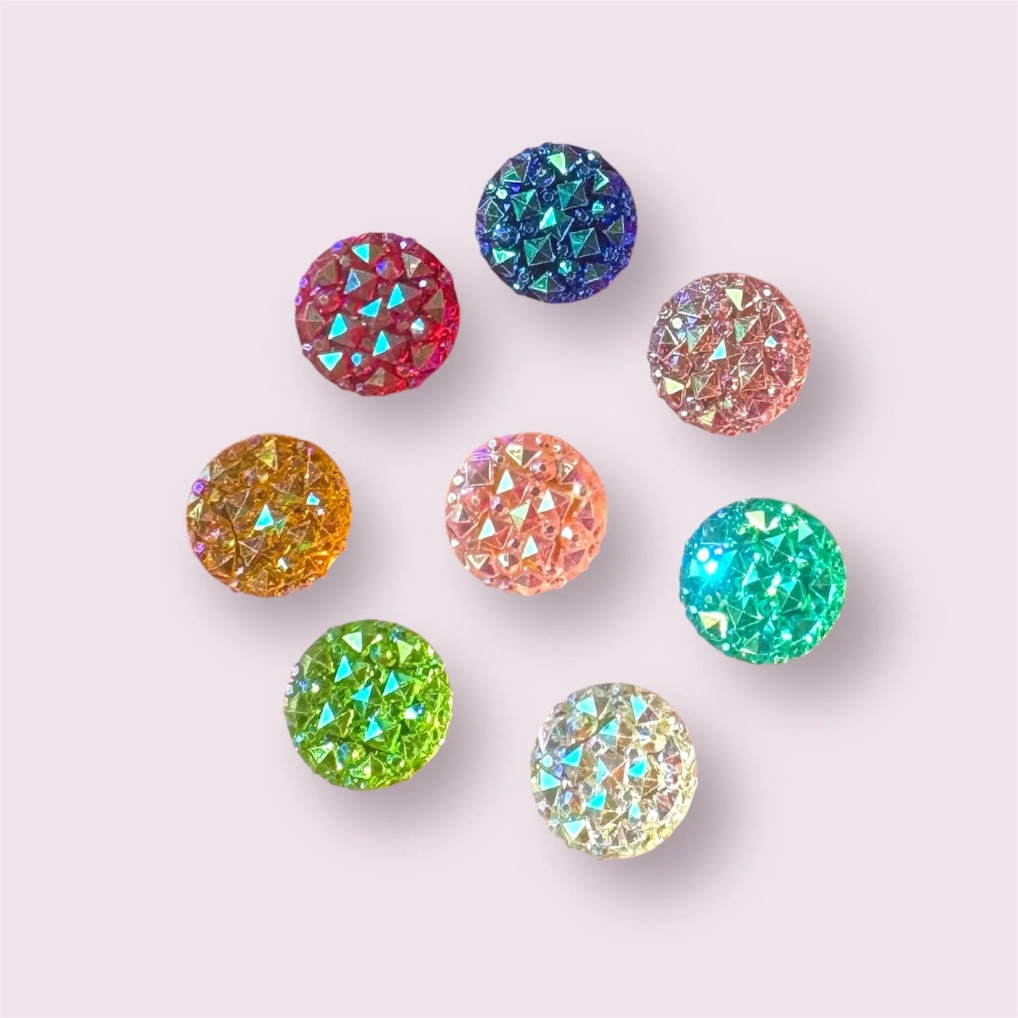 Round resin rhinestone mixed colour cabochon, 12mm
