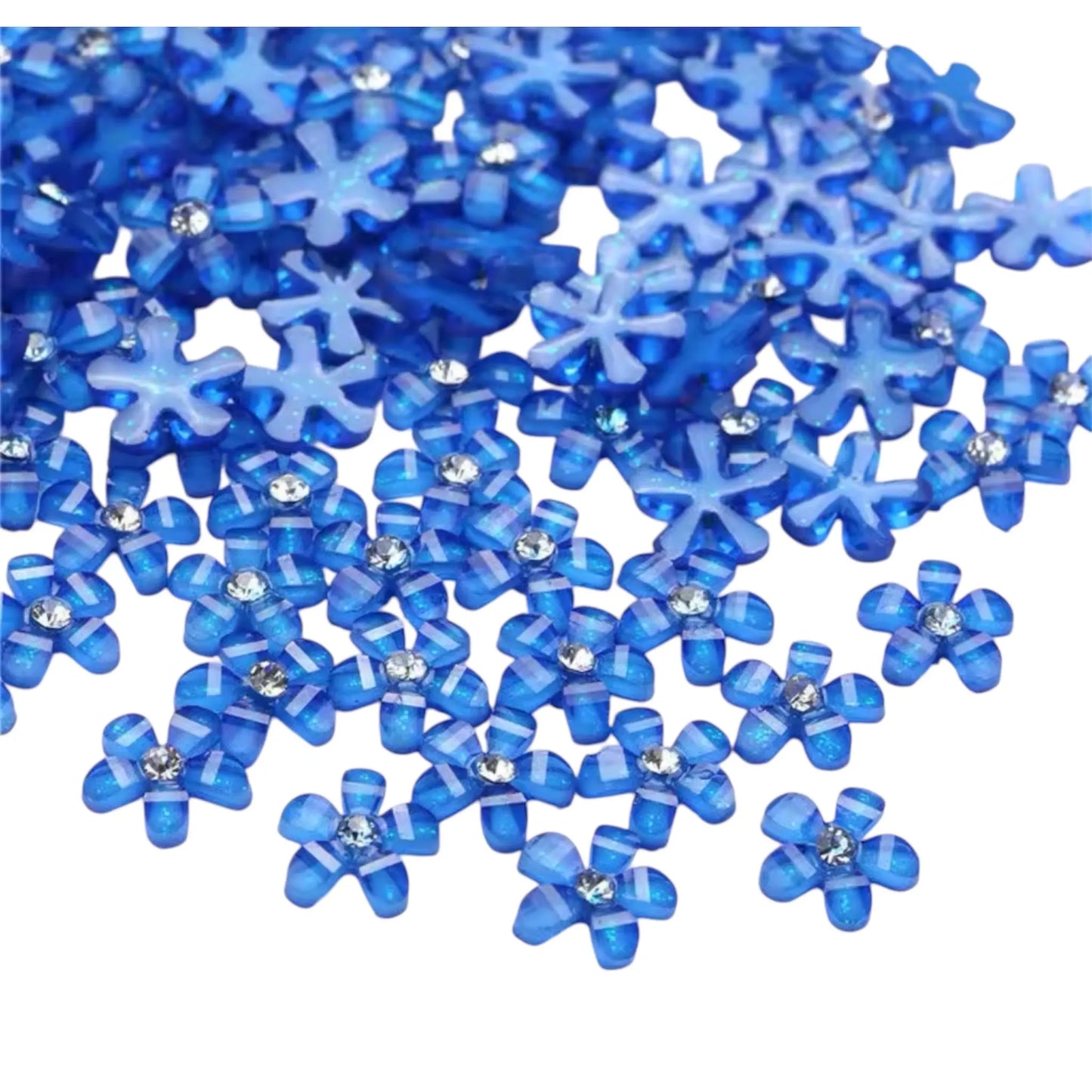 Rhinestone flower cabochons, Royal blue 10mm