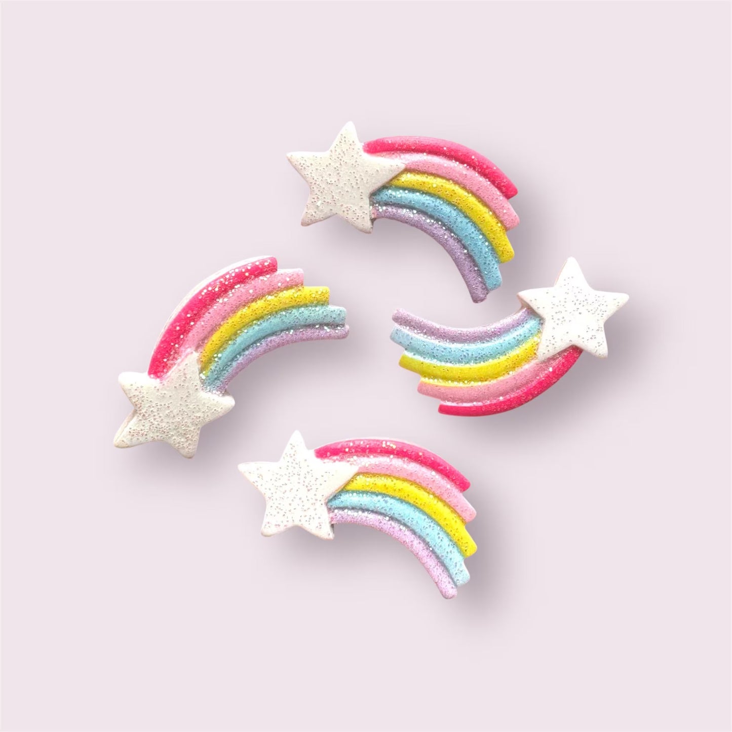 Rainbow star glitter resin embellishments, 32mm