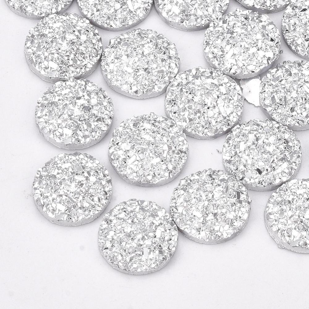 silver druzy cabochons, 12mm