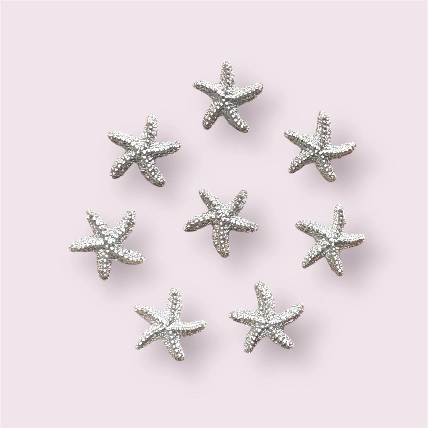 Starfish cabochons, silver rhinestone 13mm