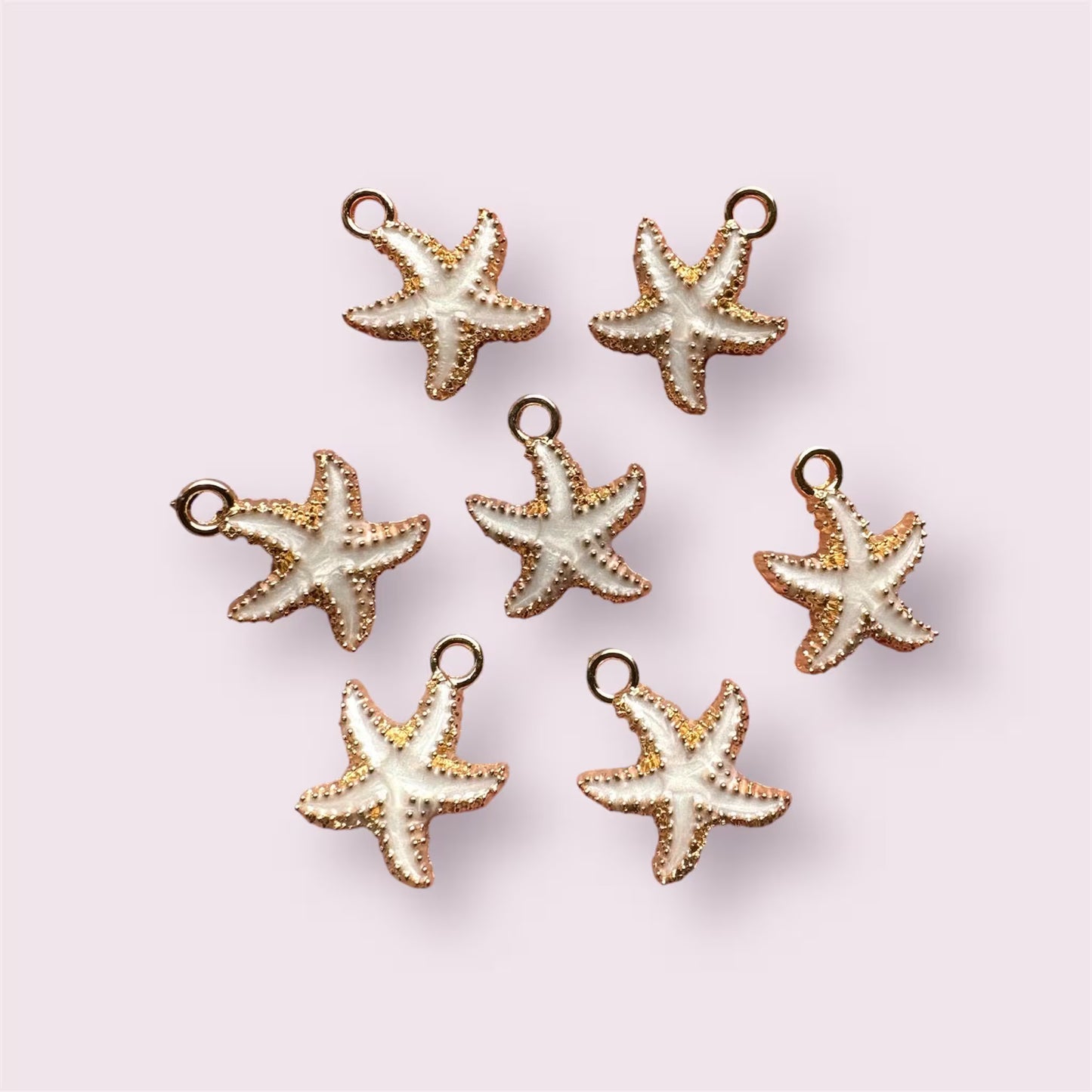 starfish white enamel charms, 18mm