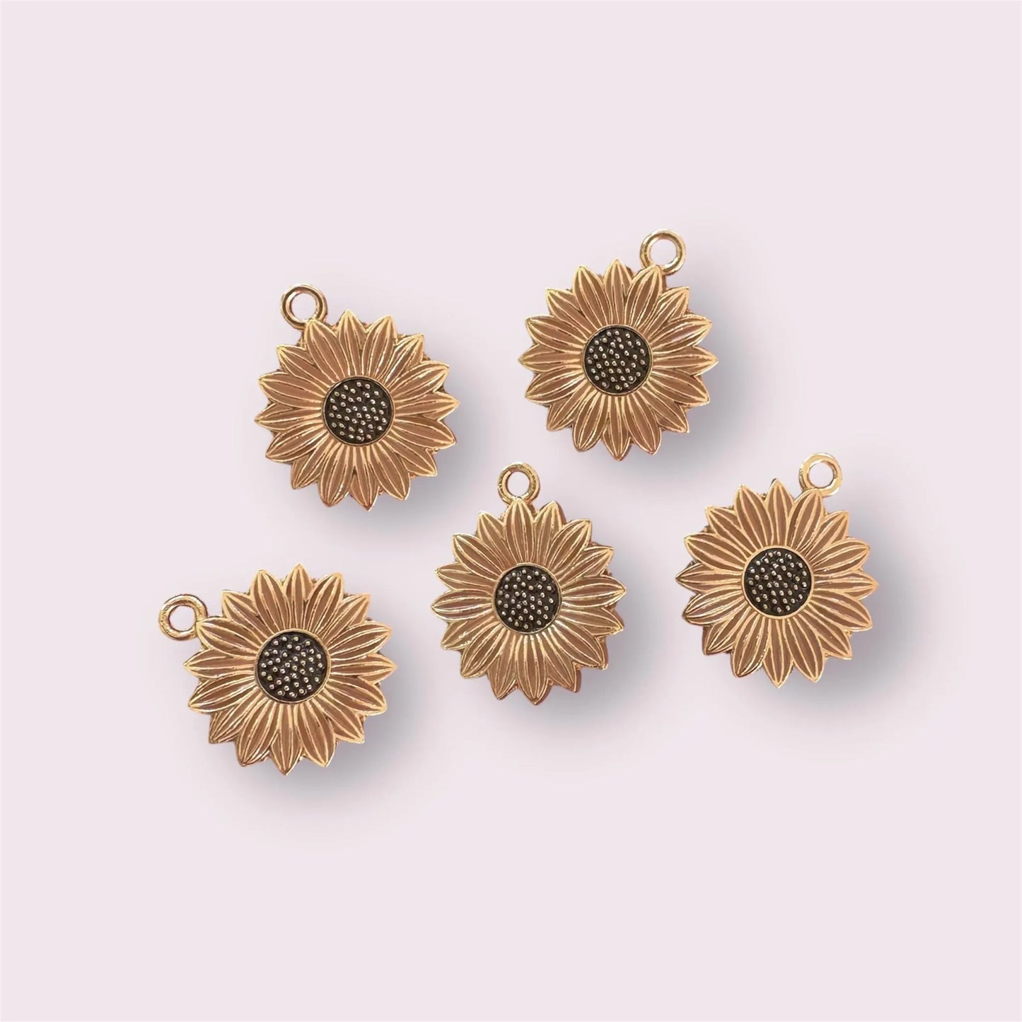 Yellow sunflower charms, 21mm