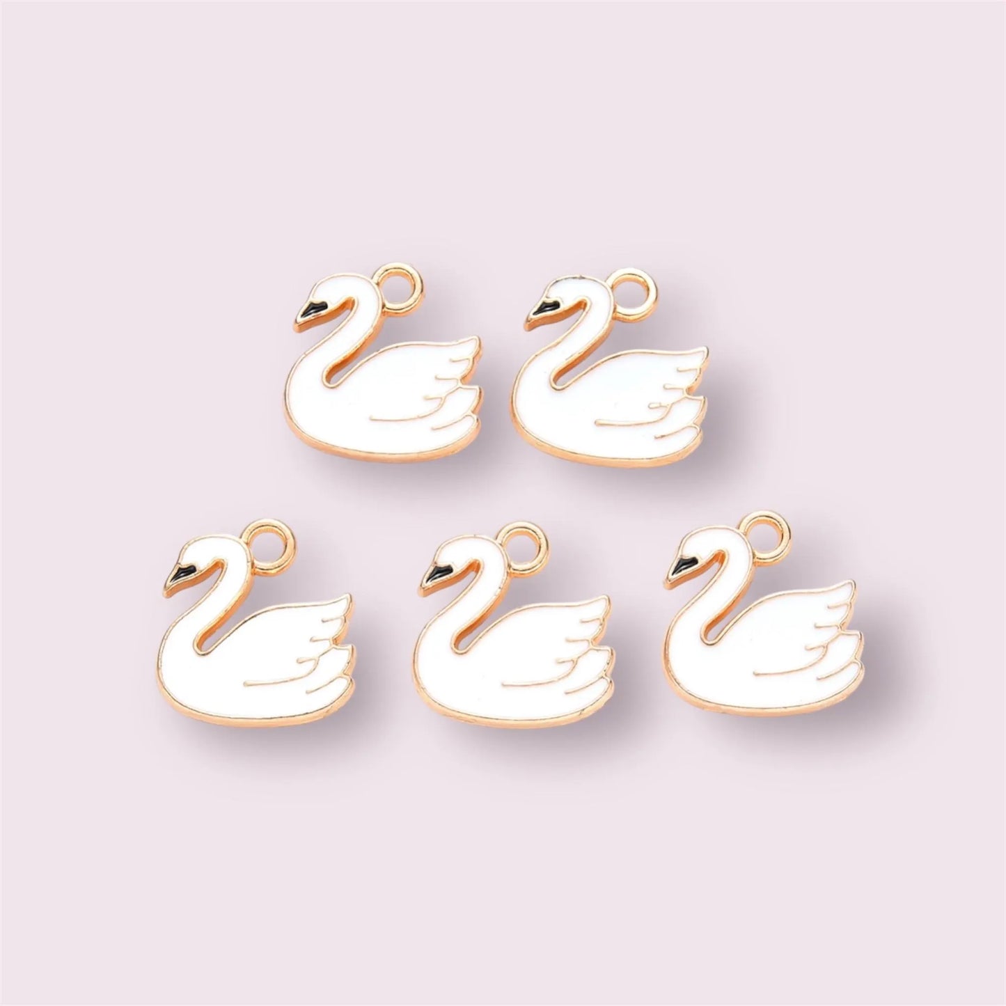 Swan charms, enamel alloy charms, 14mm