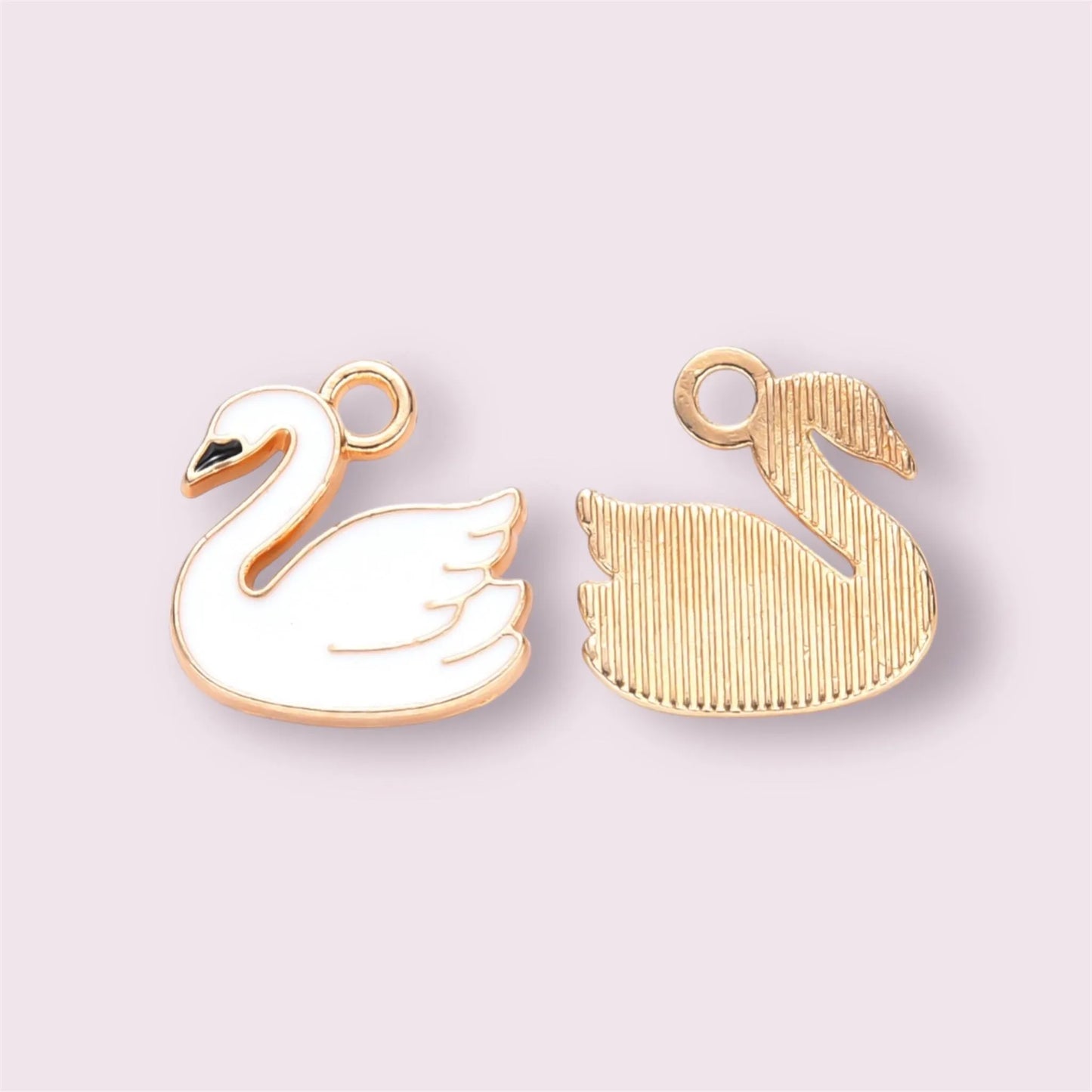 Swan charms, enamel alloy charms, 14mm