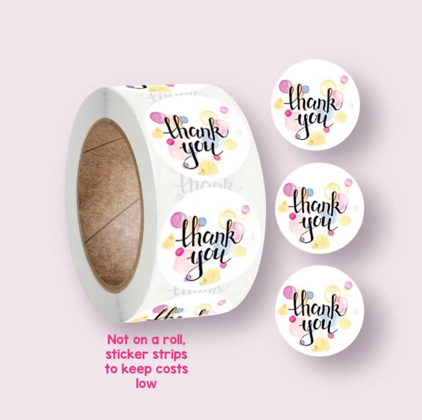 Thank you craft stickers, spotty pastel 25mm round