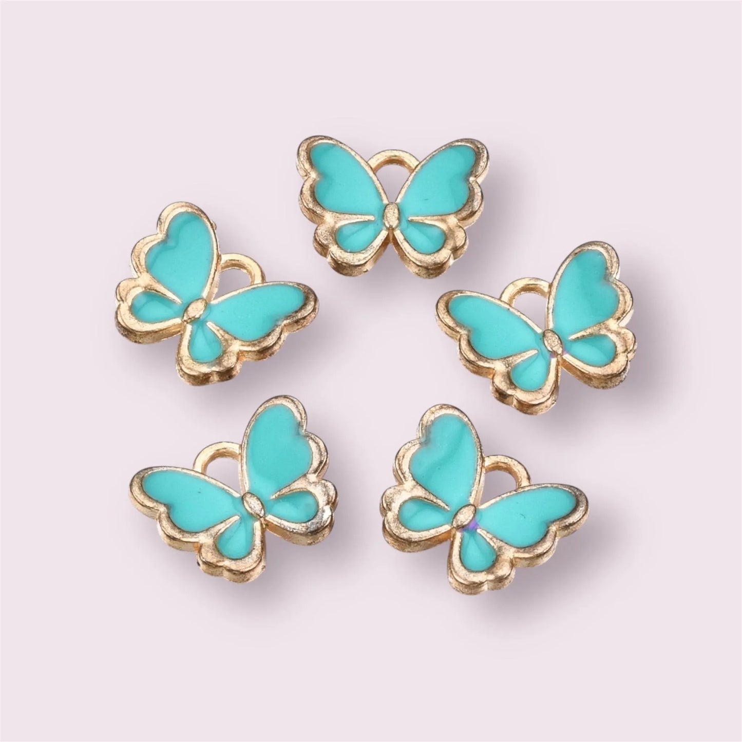 Butterfly charms, turquoise, 13mm