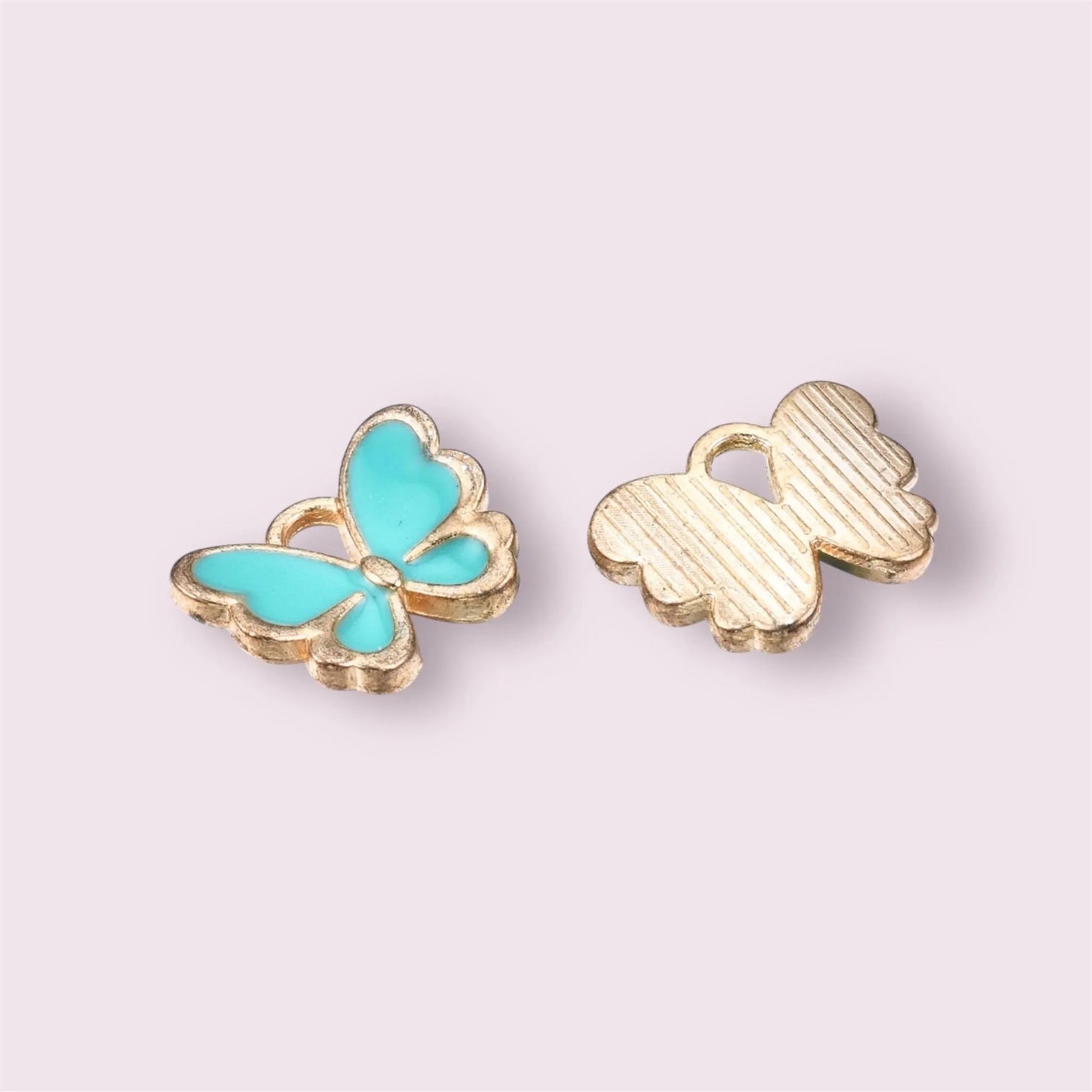 Butterfly charms, turquoise, 13mm