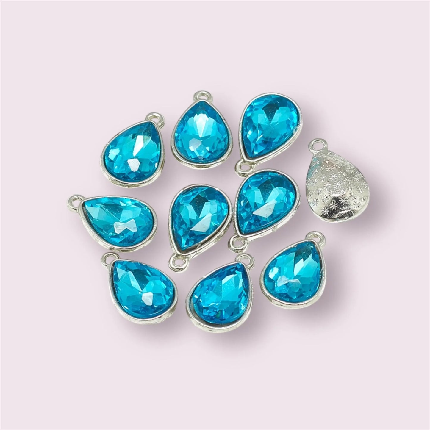 Teardrop charms, turquoise, 14mm