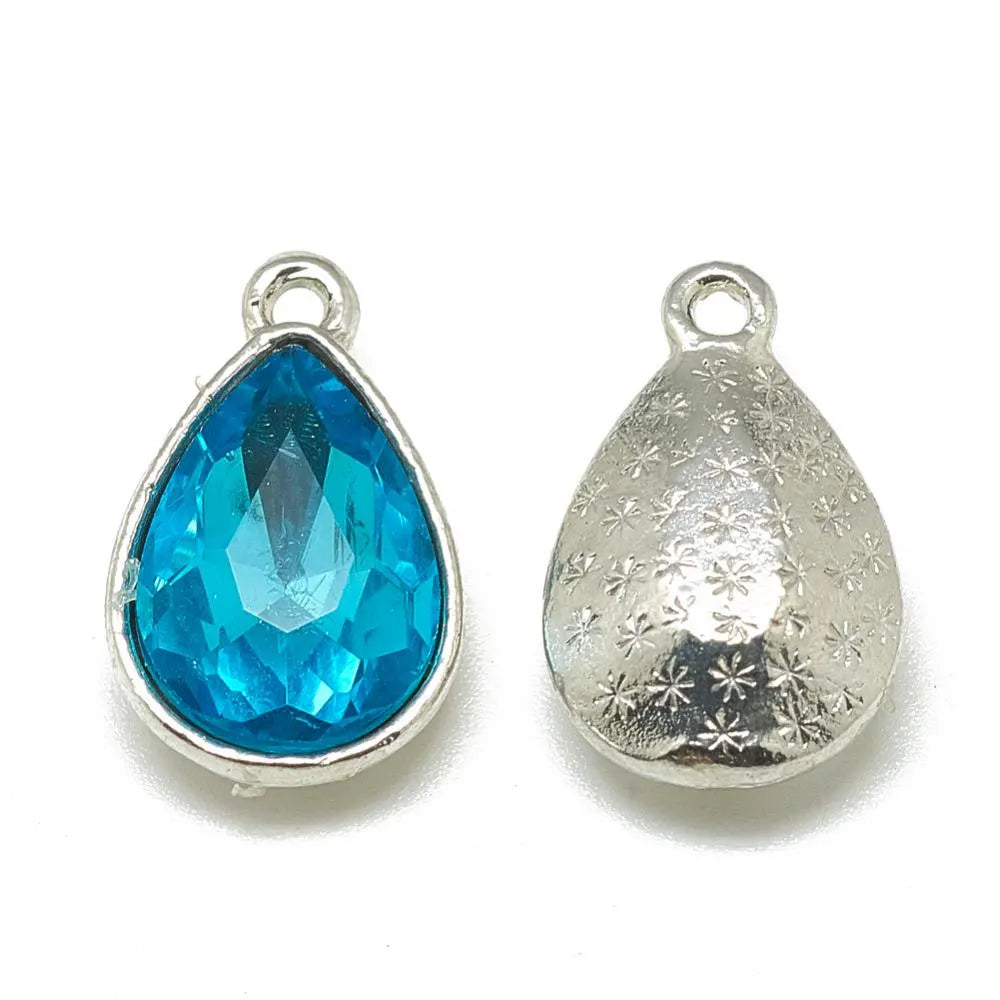 Teardrop charms, turquoise, 14mm