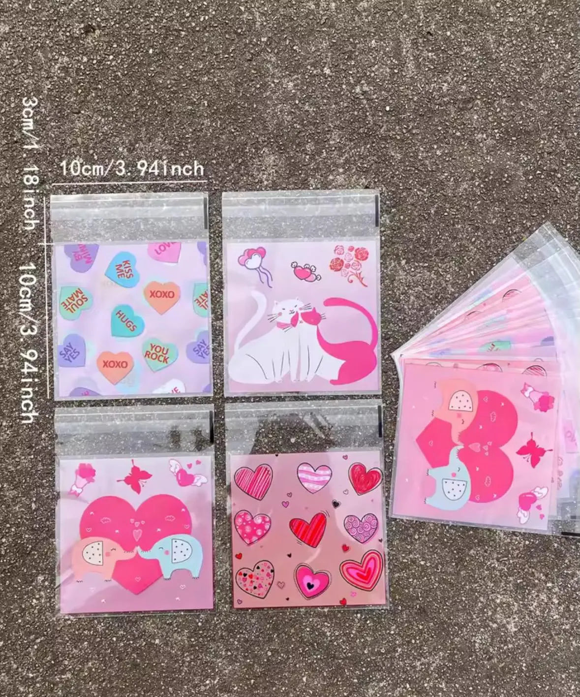 Valentines cellophane bags