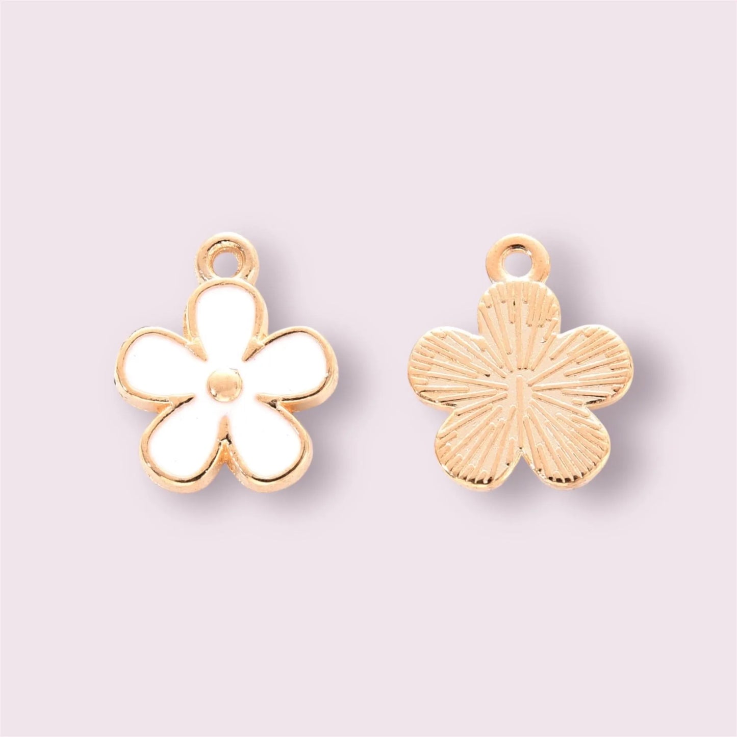 Flower charms, white, 15mm