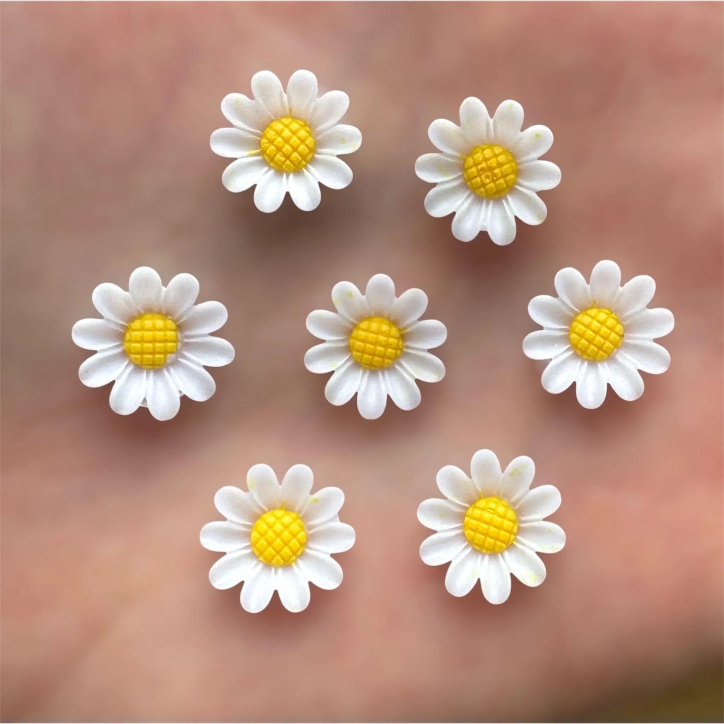 Flower cabochons, white, 12mm