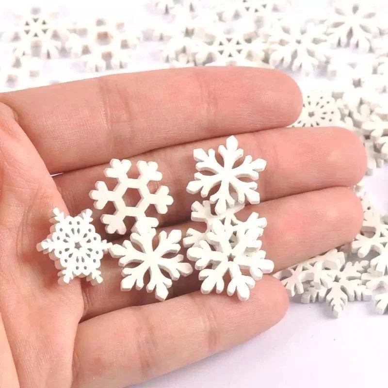 wood snowflake, white, 2cm