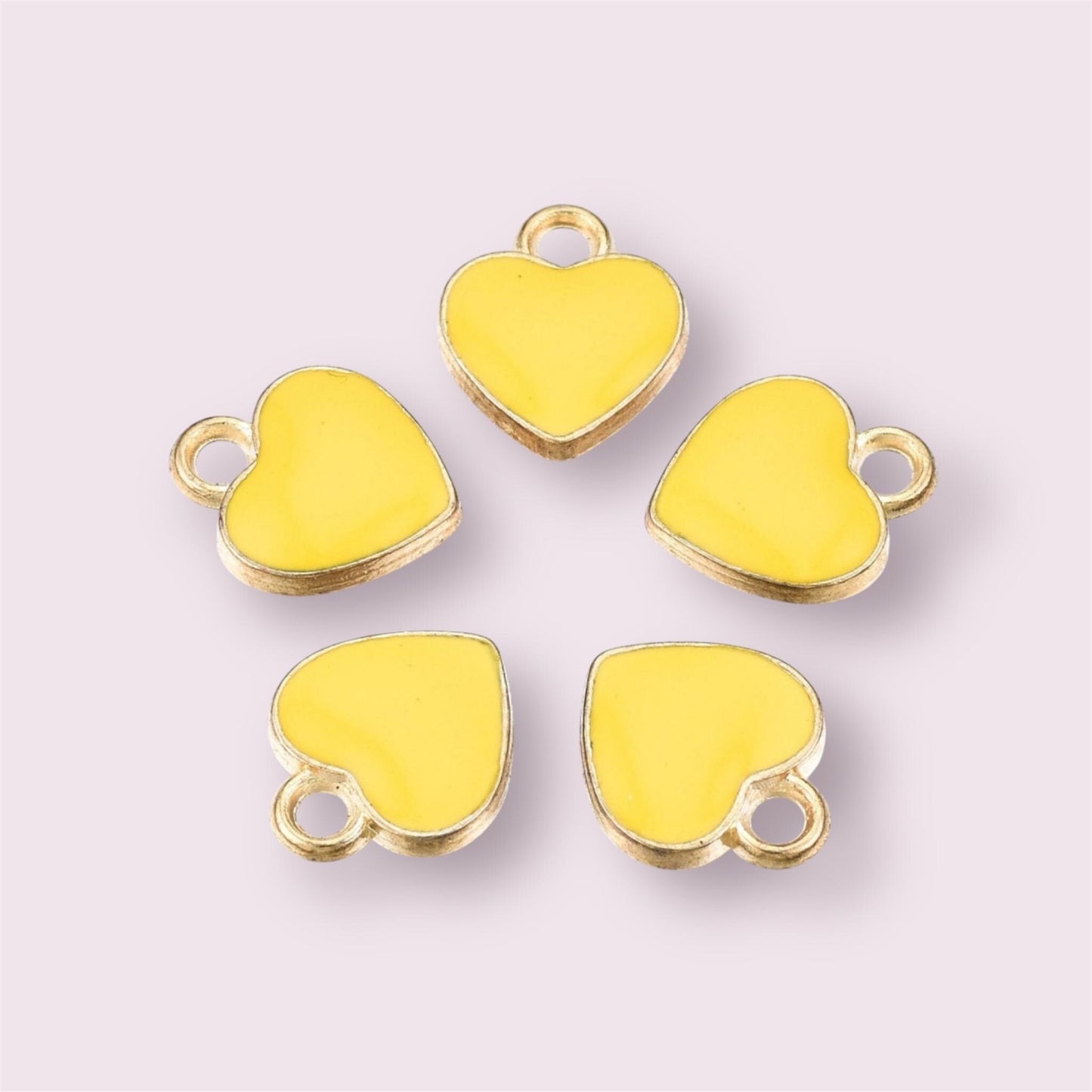 Yellow Heart charms 12mm