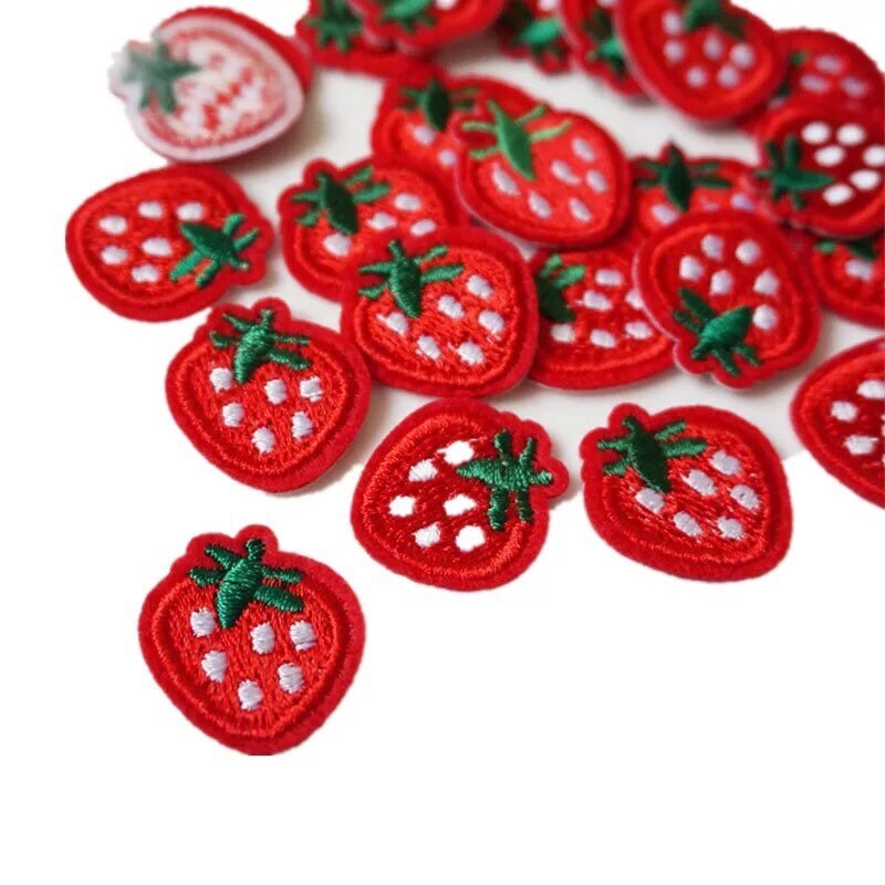 Strawberry mini iron on patches 2cm