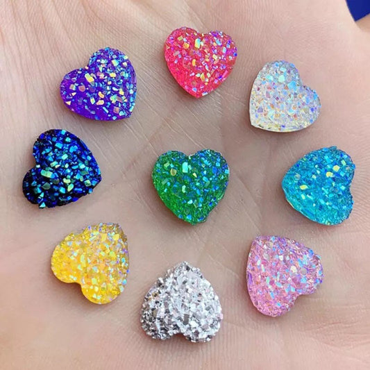 Glitter heart embellishments, mixed colour 12mm