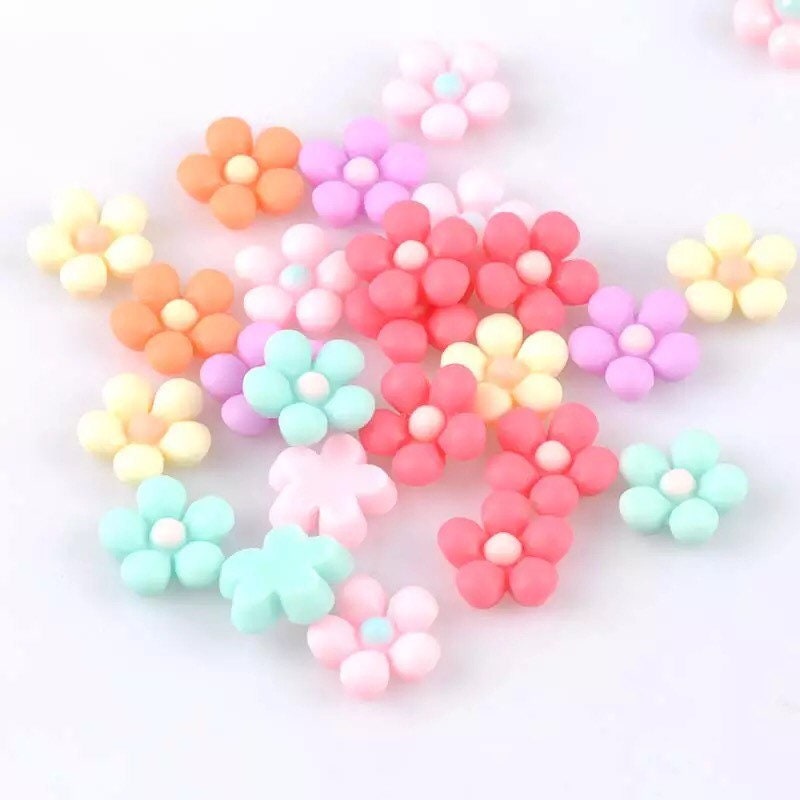 Pastel flower cabochons, 12mm
