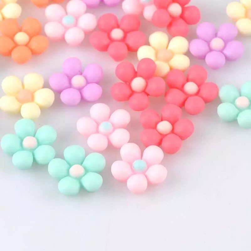 Pastel flower cabochons, 12mm