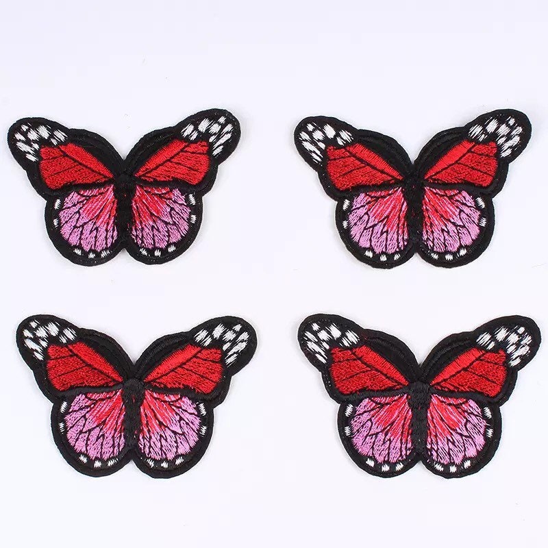 Red butterfly patch, iron on