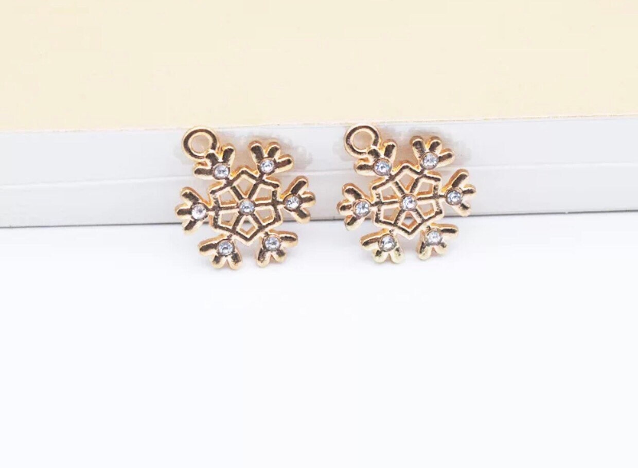 Gold Snowflake rhinestone charms