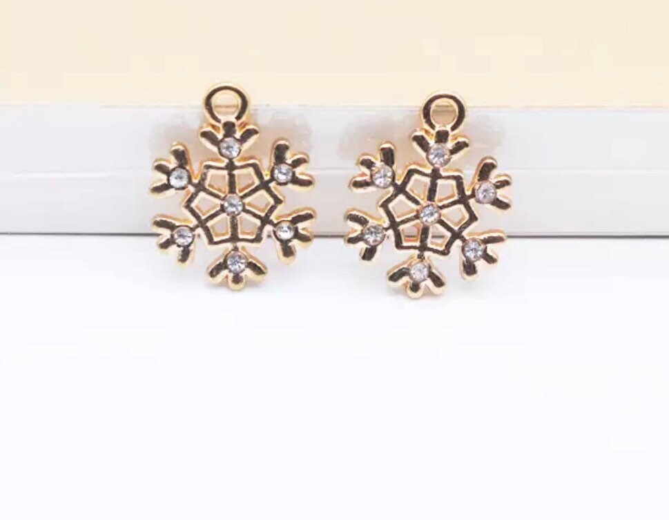 Gold Snowflake rhinestone charms