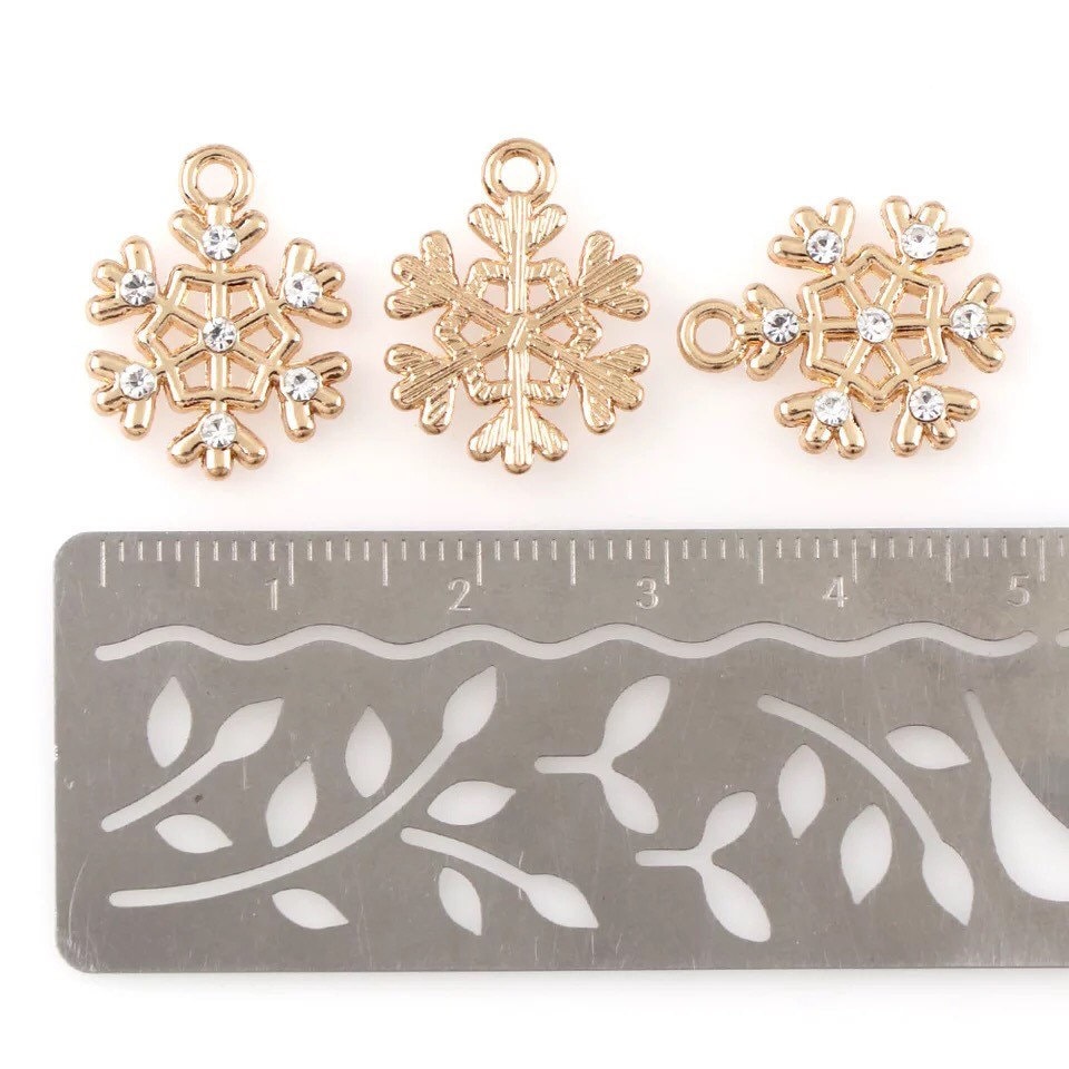 Gold Snowflake rhinestone charms