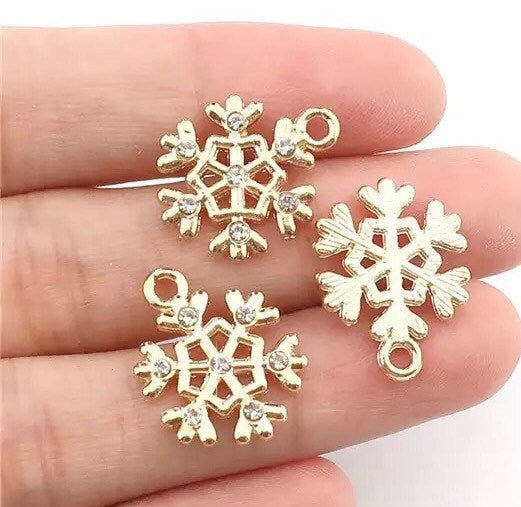 Gold Snowflake rhinestone charms