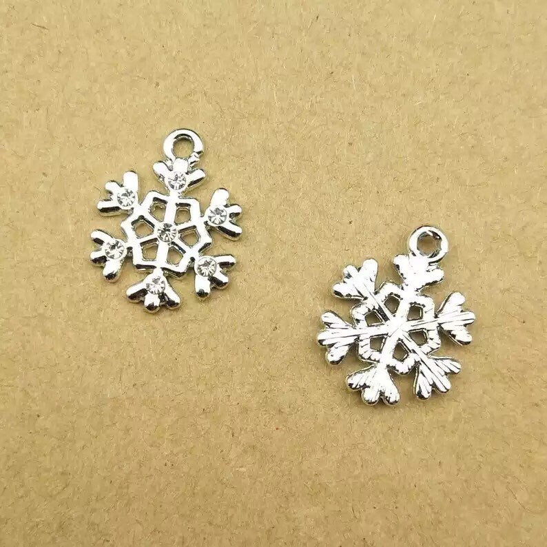 Silver Snowflake charms 26mm