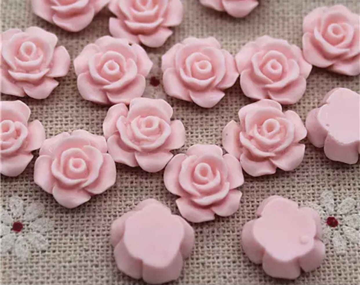 Matte pink rose cabochon, 13mm