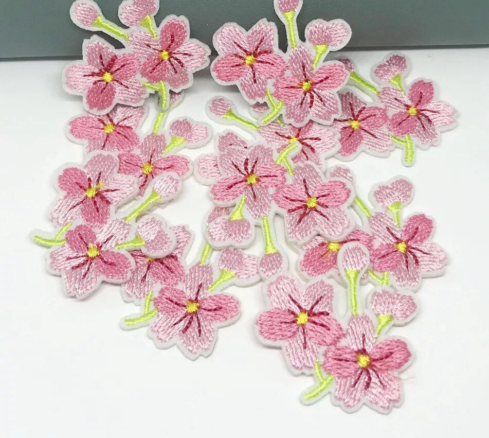 Pink Flower iron on patches