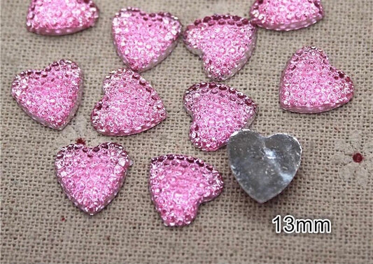 Glitter heart embellishments, pink 13mm