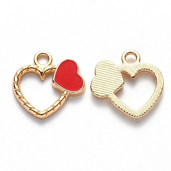 Red double heart charms