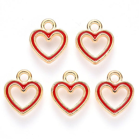 Red Heart charms, Red hollow