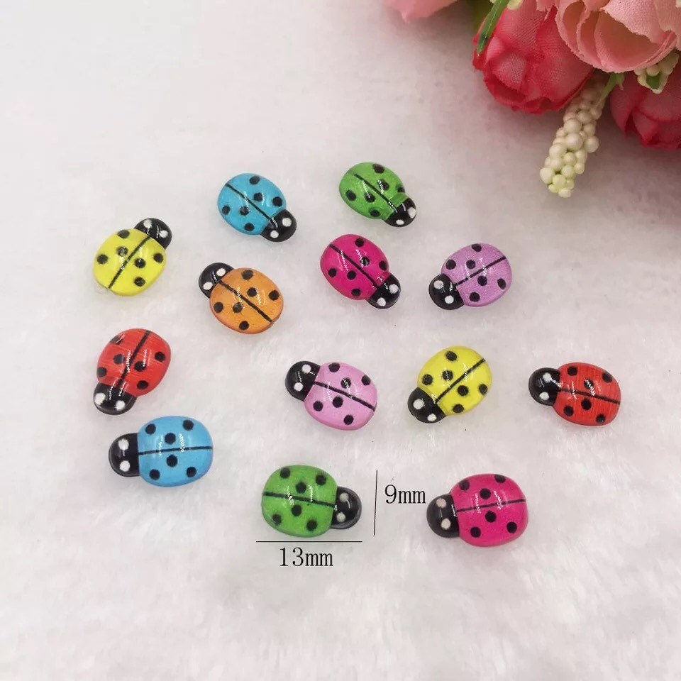 Ladybird resin cabochons, 13mm mixed colour