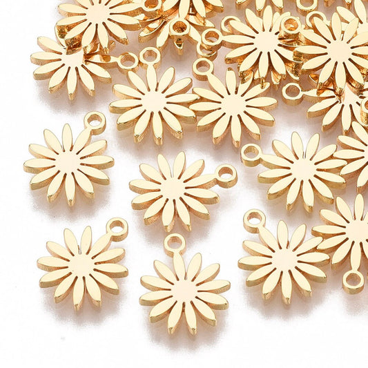 Sunflower charms 18k gold plated