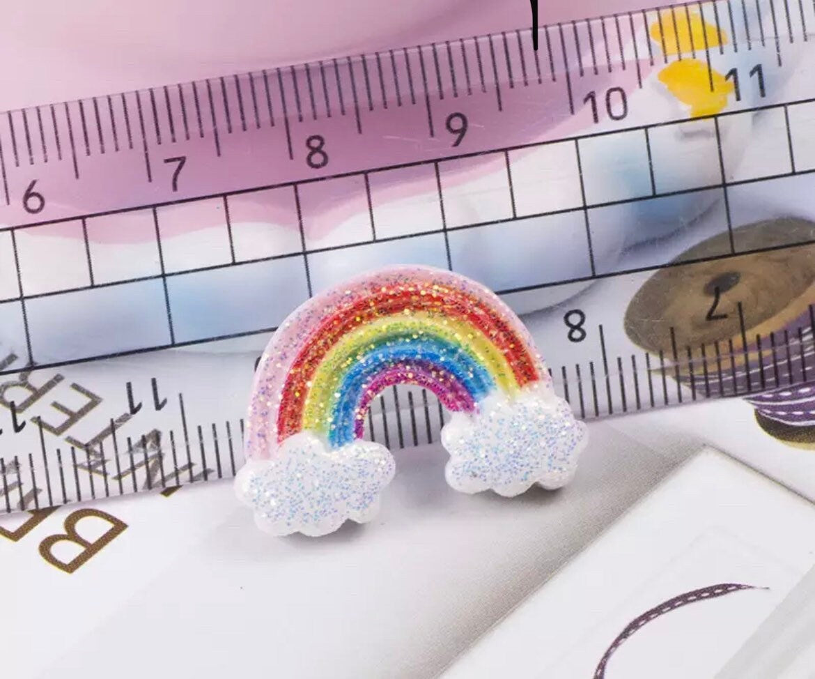 Rainbow resin cabochons, red 25mm
