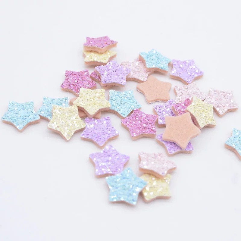 Star felt fabric glitter appliqués, padded fabric 20mm