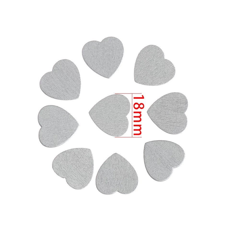 Wooden silver heart embellishments, 18mm