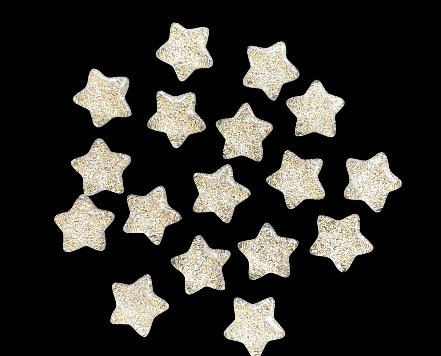 silver star cabochons, 16mm