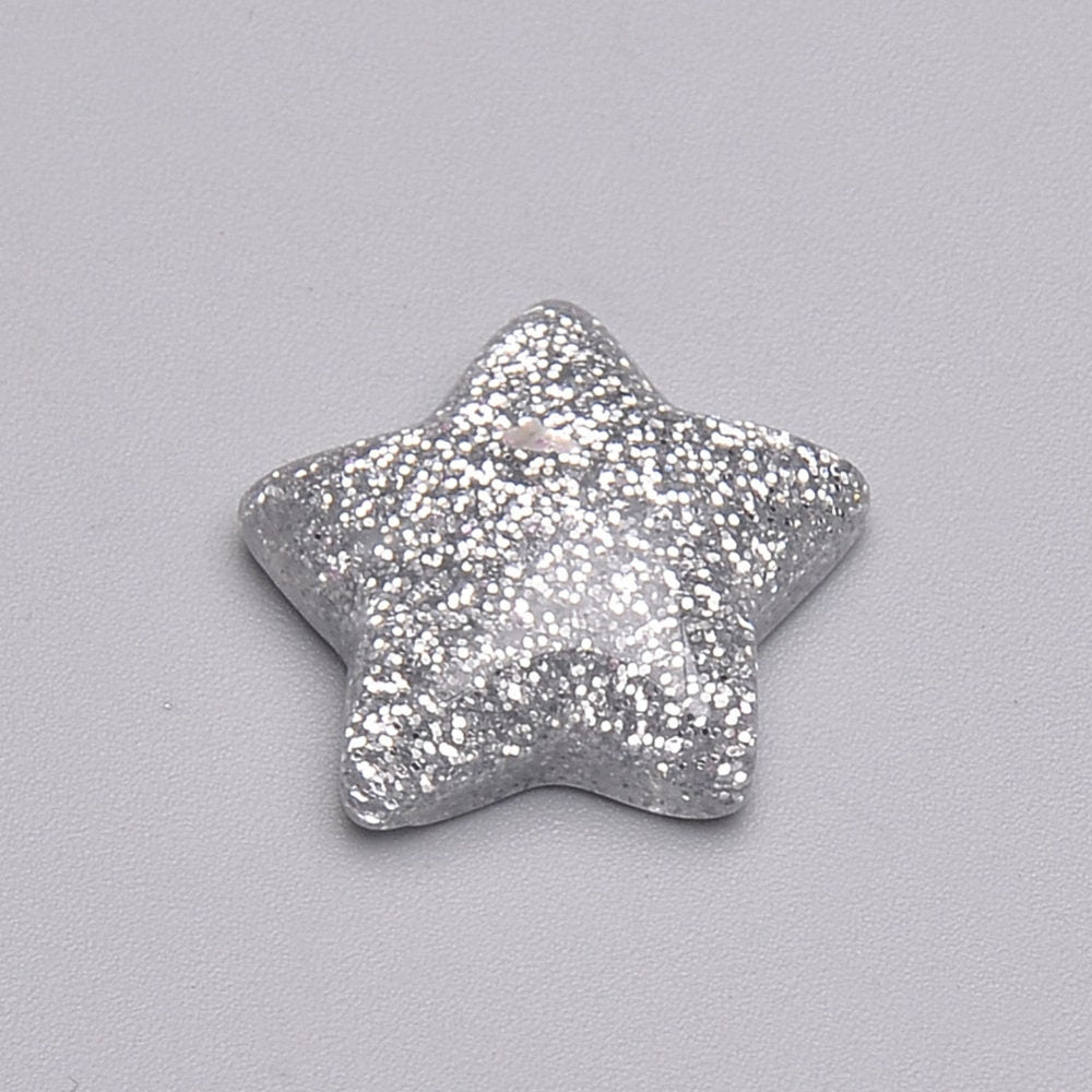 silver star cabochons, 16mm