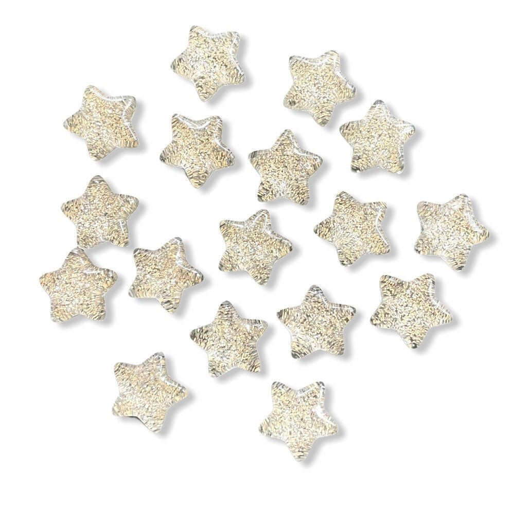 silver star cabochons, 16mm